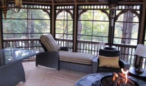 gazebo with indoor fire pit